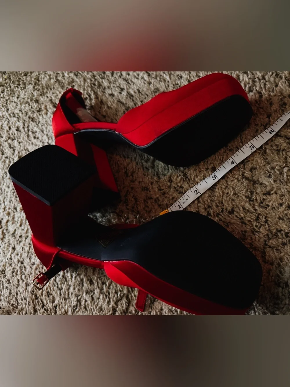 NWOB & Other Stories Red Platform Block Heel Sandals